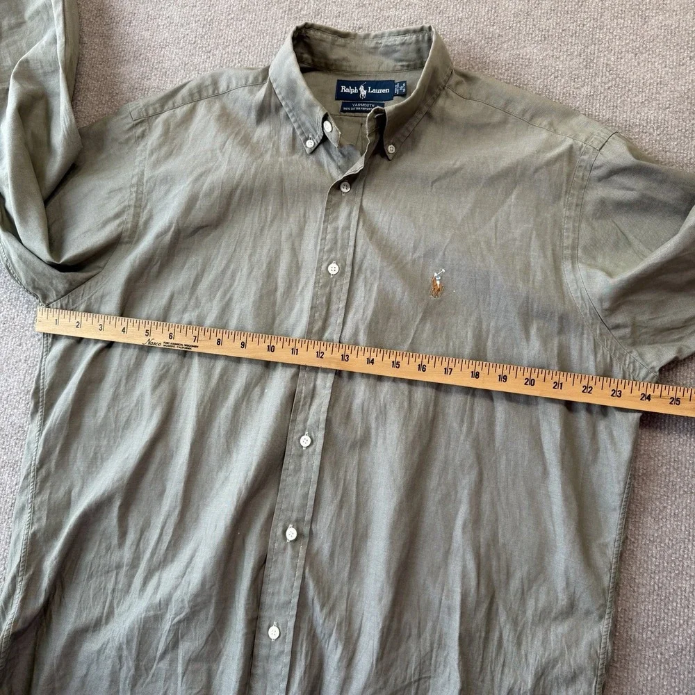 Polo Ralph Lauren Yarmouth Cotton Oxford Long Sleeve Shirt 16 32/33 Green - Picture 4 of 10